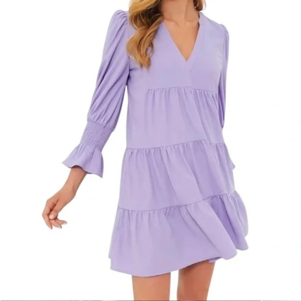 POMANDER Place Kenzo‎ Lilac Purple Tiered Babydoll V-Neck Mini Dress XXS
